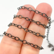 Black Rhodium Sterling Silver Twisted Oval Link Chain